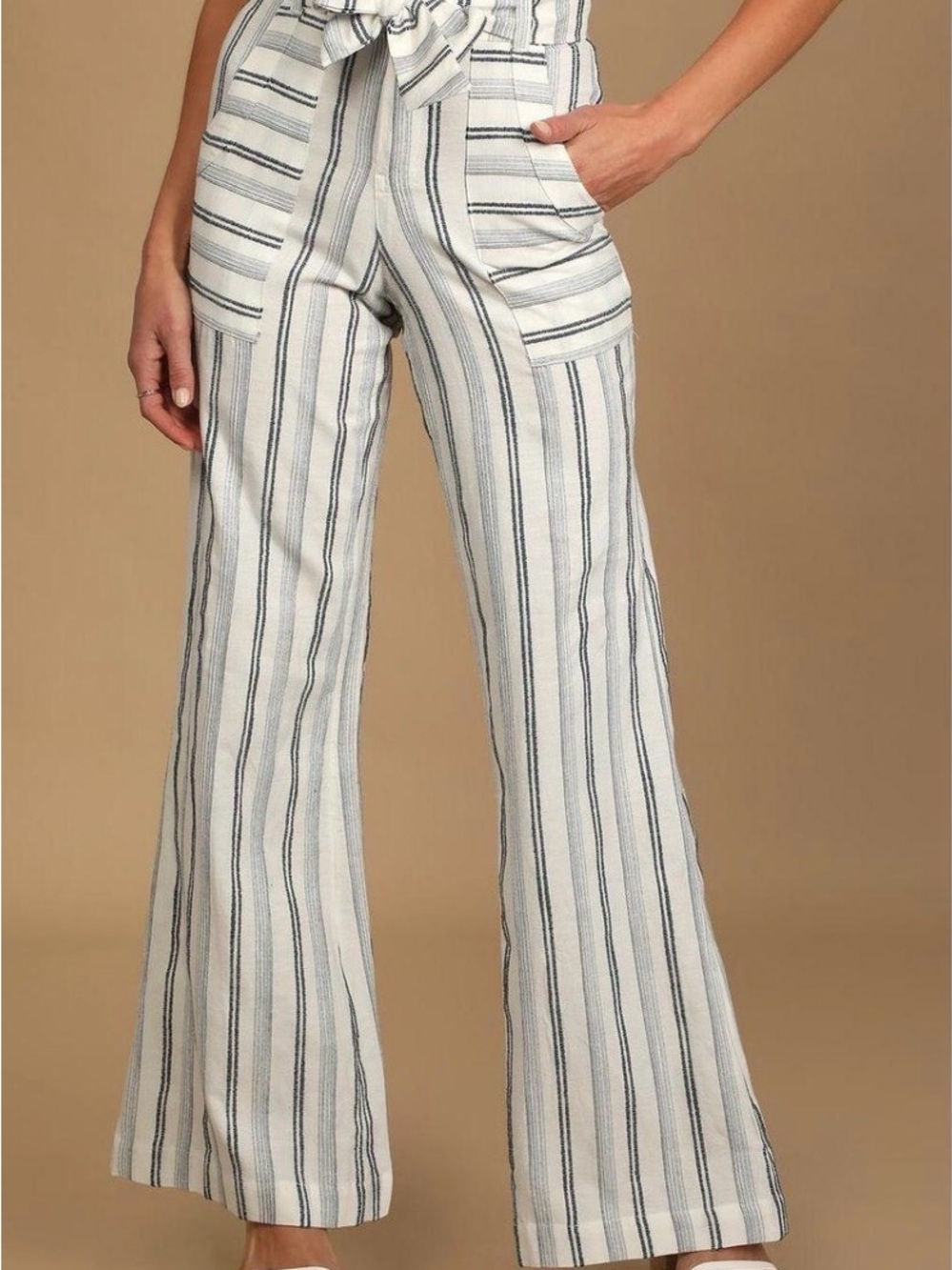 O'Neill White Pants with Navy Stripe